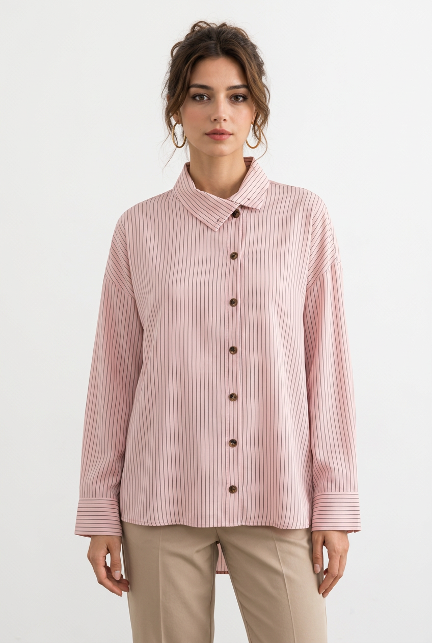 Stéphanie en rose rayé