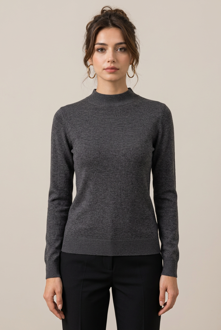 Stéphanie, pull gris foncé