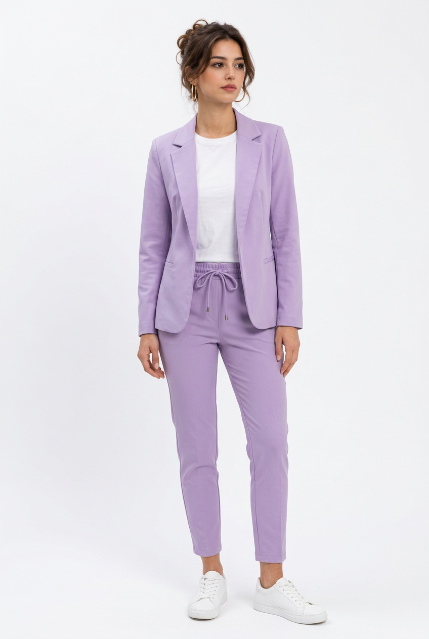 Stéphanie, tailleur lilas manches longues