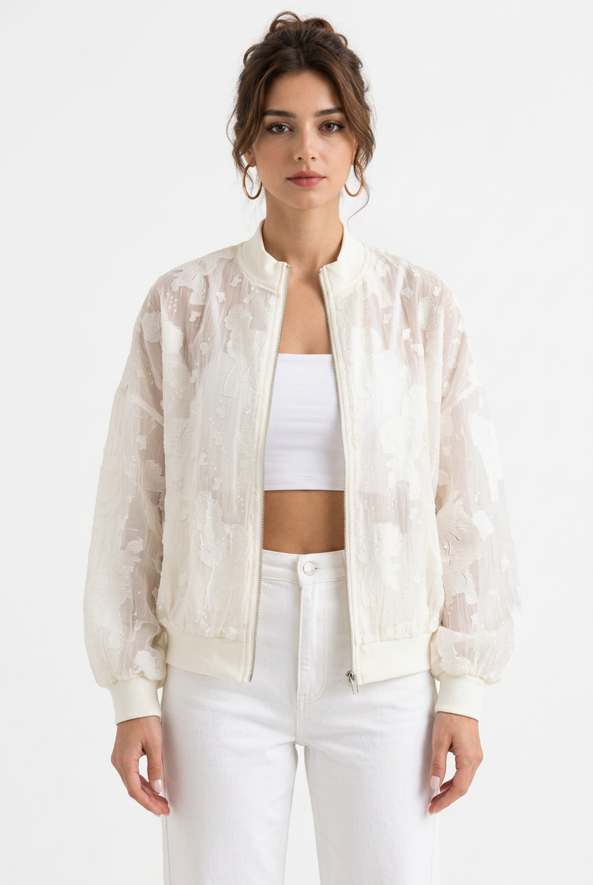 Veste transparente de face avec Stéphanie